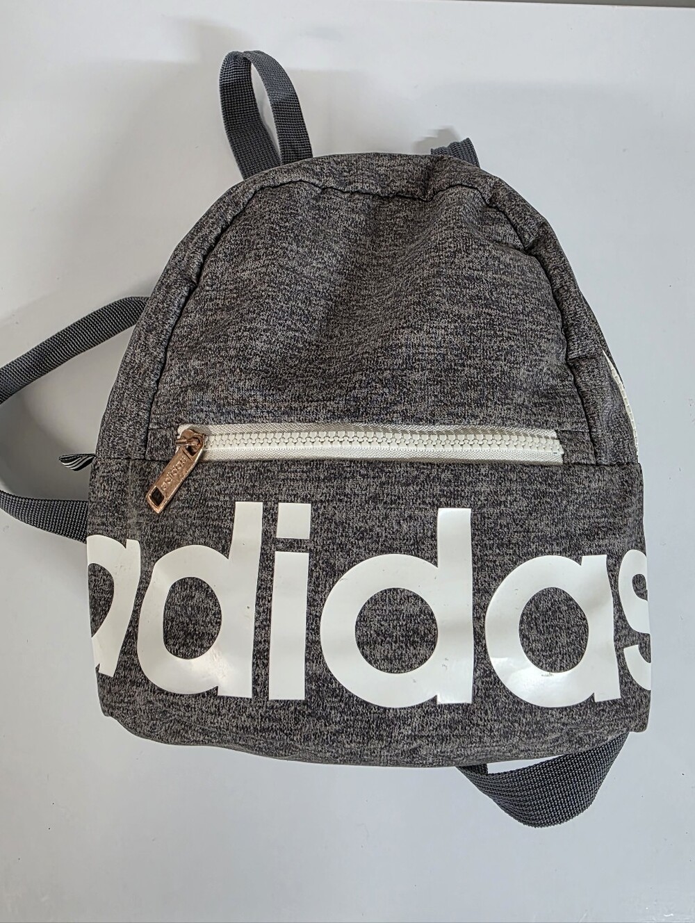 Addidas Mini Backpack Heather Gray With Golden Amber Pulls
